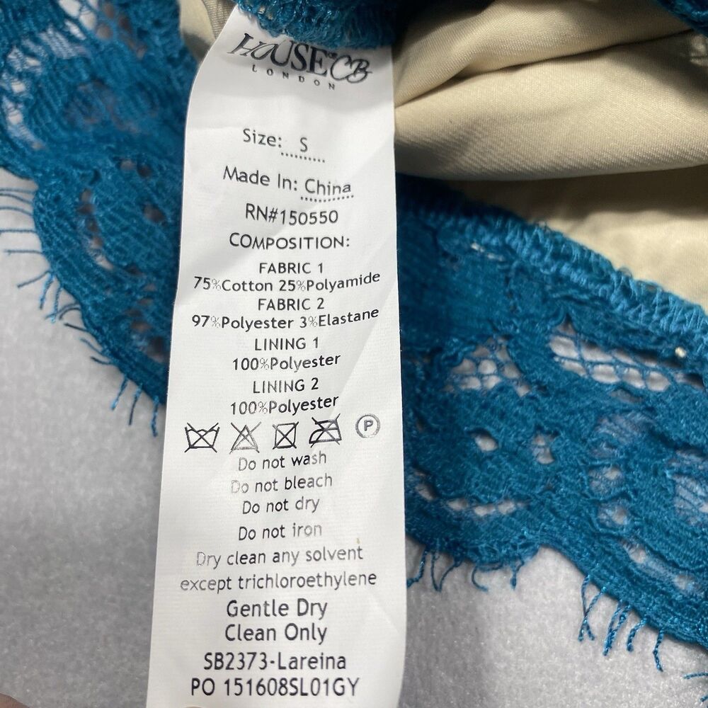 House of CB London Peacock Blue Lace Lareina Skirt Small NWT Spring Break Event - Picture 14 of 14